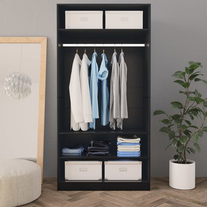 Armadio Nero 100x50x200 cm in Legno Multistrato - homemem39