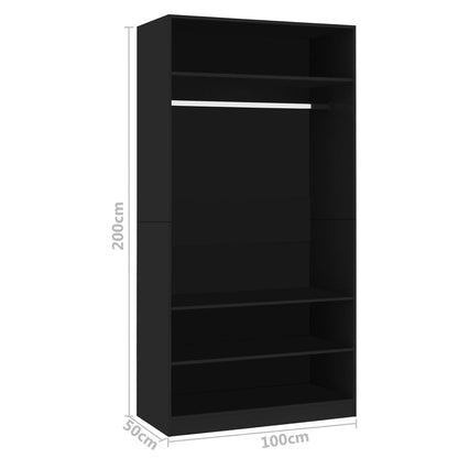 Armadio Nero 100x50x200 cm in Legno Multistrato - homemem39
