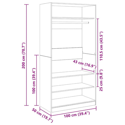 Armadio Nero 100x50x200 cm in Legno Multistrato | homemem39