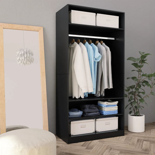 Armadio Nero 100x50x200 cm in Legno Multistrato - homemem39
