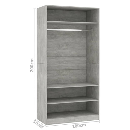 Armadio Grigio Cemento 100x50x200 cm in Legno Multistrato - homemem39