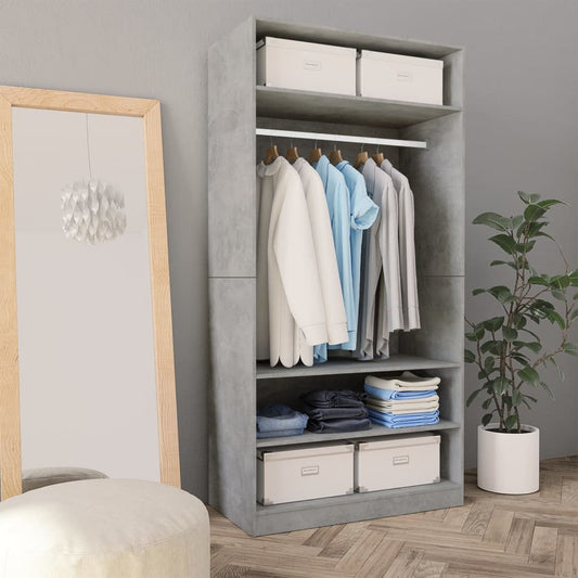 Armadio Grigio Cemento 100x50x200 cm in Legno Multistrato - homemem39