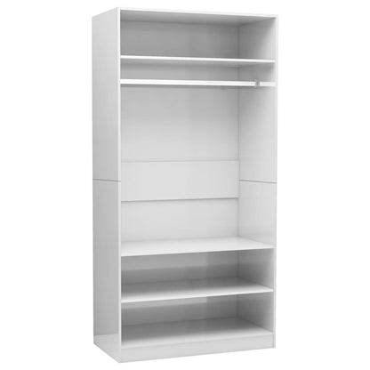Armadio Bianco Lucido 100x50x200 cm in Legno Multistrato - homemem39