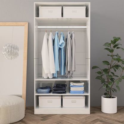 Armadio Bianco Lucido 100x50x200 cm in Legno Multistrato - homemem39