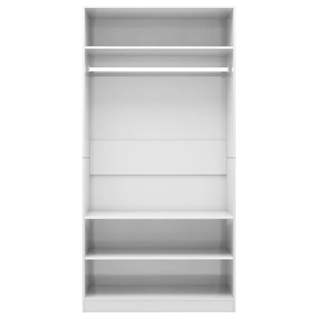 Armadio Bianco Lucido 100x50x200 cm in Legno Multistrato - homemem39
