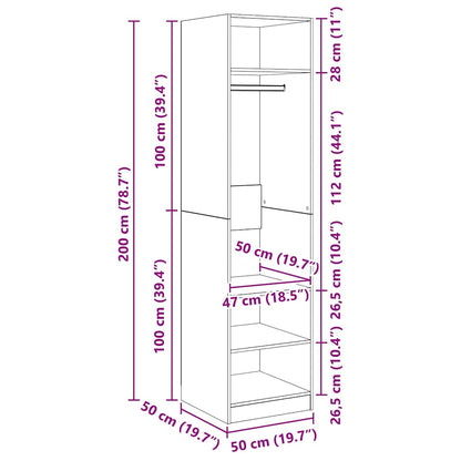 Black wardrobe 50x50x200 cm in multilayer wood