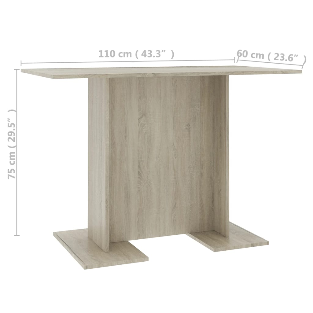 Tavolo da Pranzo Rovere Sonoma 110x60x75cm in Legno Multistrato | homemem39