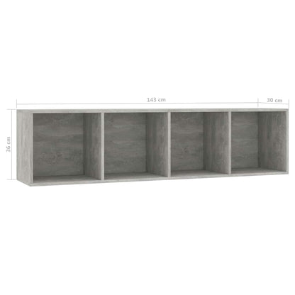 Libreria/Mobile TV Grigio Cemento 143x30x36 cm