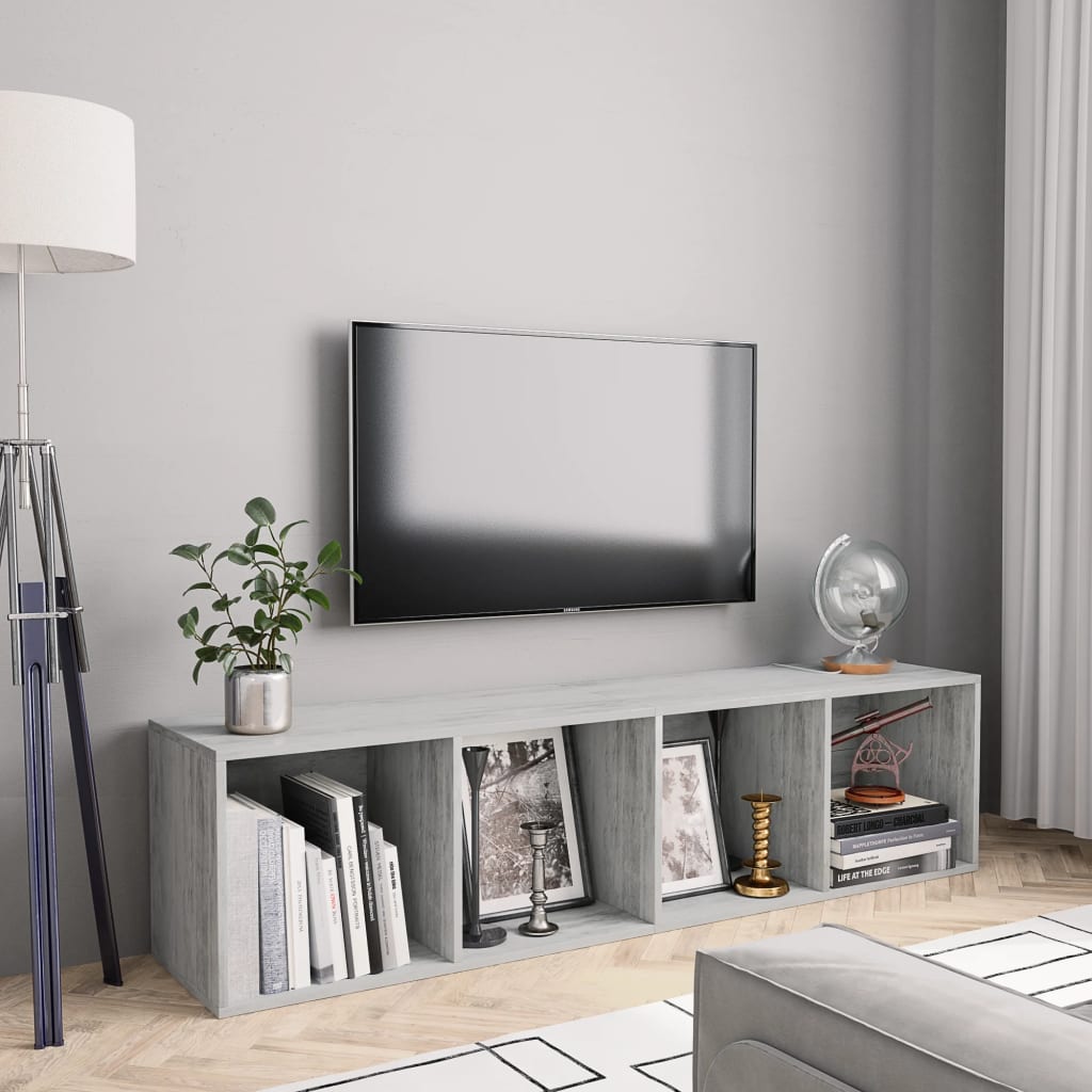 Libreria/Mobile TV Grigio Cemento 143x30x36 cm | homemem39