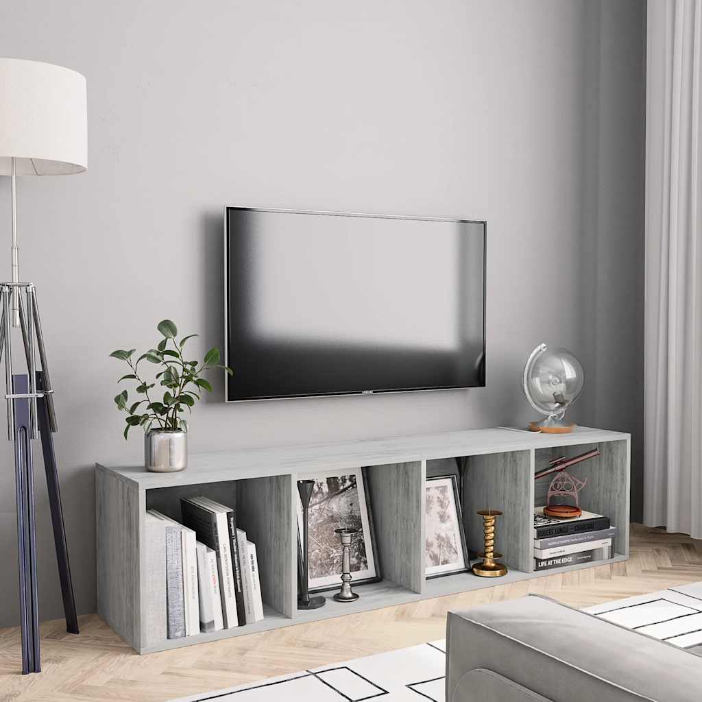 Libreria/Mobile TV Grigio Cemento 143x30x36 cm