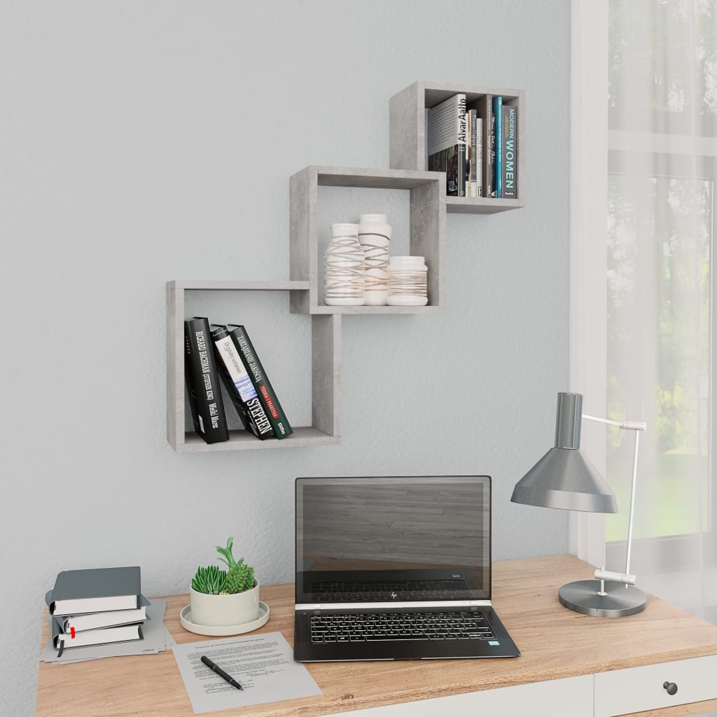 Mensole a Muro Cubiche Grigio Cemento 68x15x68cm Multistrato | homemem39