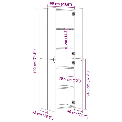 Armadio per Ufficio Nero 60x32x190 cm in Legno Multistrato - homemem39