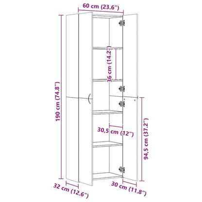 Armadio da Ufficio Grigio Cemento 60x32x190cm Legno Multistrato - homemem39