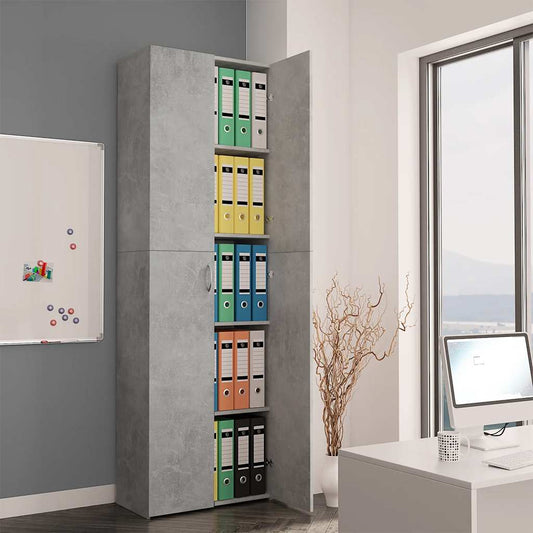 Armadio da Ufficio Grigio Cemento 60x32x190cm Legno Multistrato - homemem39