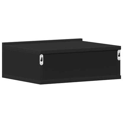 Comodino Pensile Nero 40x30x15 cm in Legno Multistrato