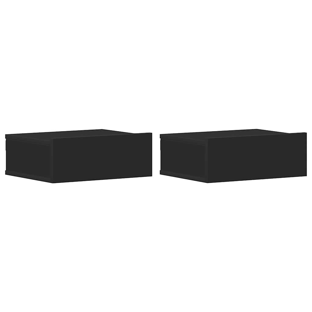 Comodini Pensili 2pz Neri 40x30x15 cm in Legno Multistrato - homemem39