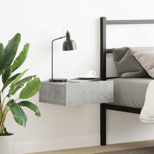 Comodino Pensile Grigio Cemento 40x30x15cm in Legno Multistrato - homemem39