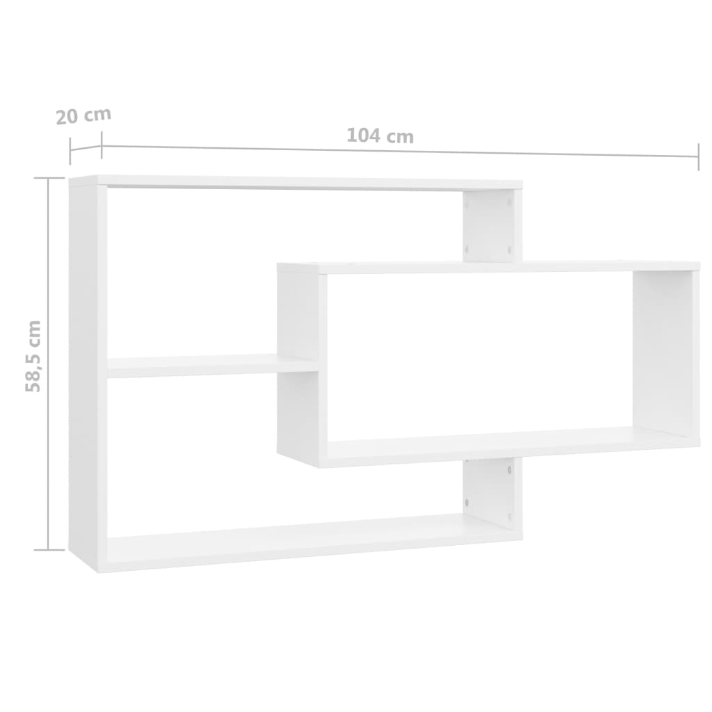 Mensole a Muro Bianche 104x20x58,5 cm in Legno Multistrato | homemem39