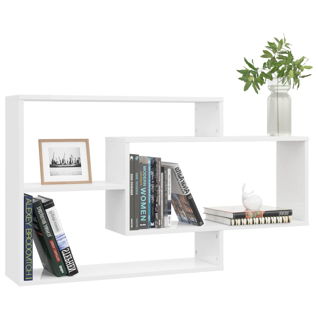 Mensole a Muro Bianco Lucido 104x20x58,5cm in Legno Multistrato | homemem39