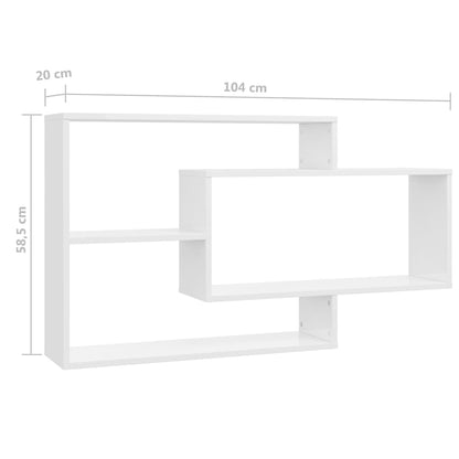 Mensole a Muro Bianco Lucido 104x20x58,5cm in Legno Multistrato | homemem39