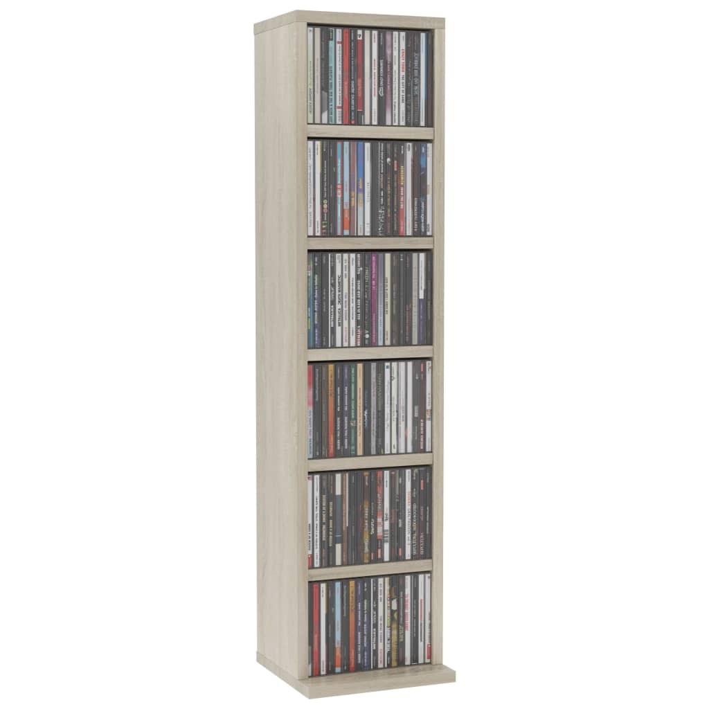 Mobile Porta CD Rovere Sonoma 21x20x88 cm in Legno Multistrato