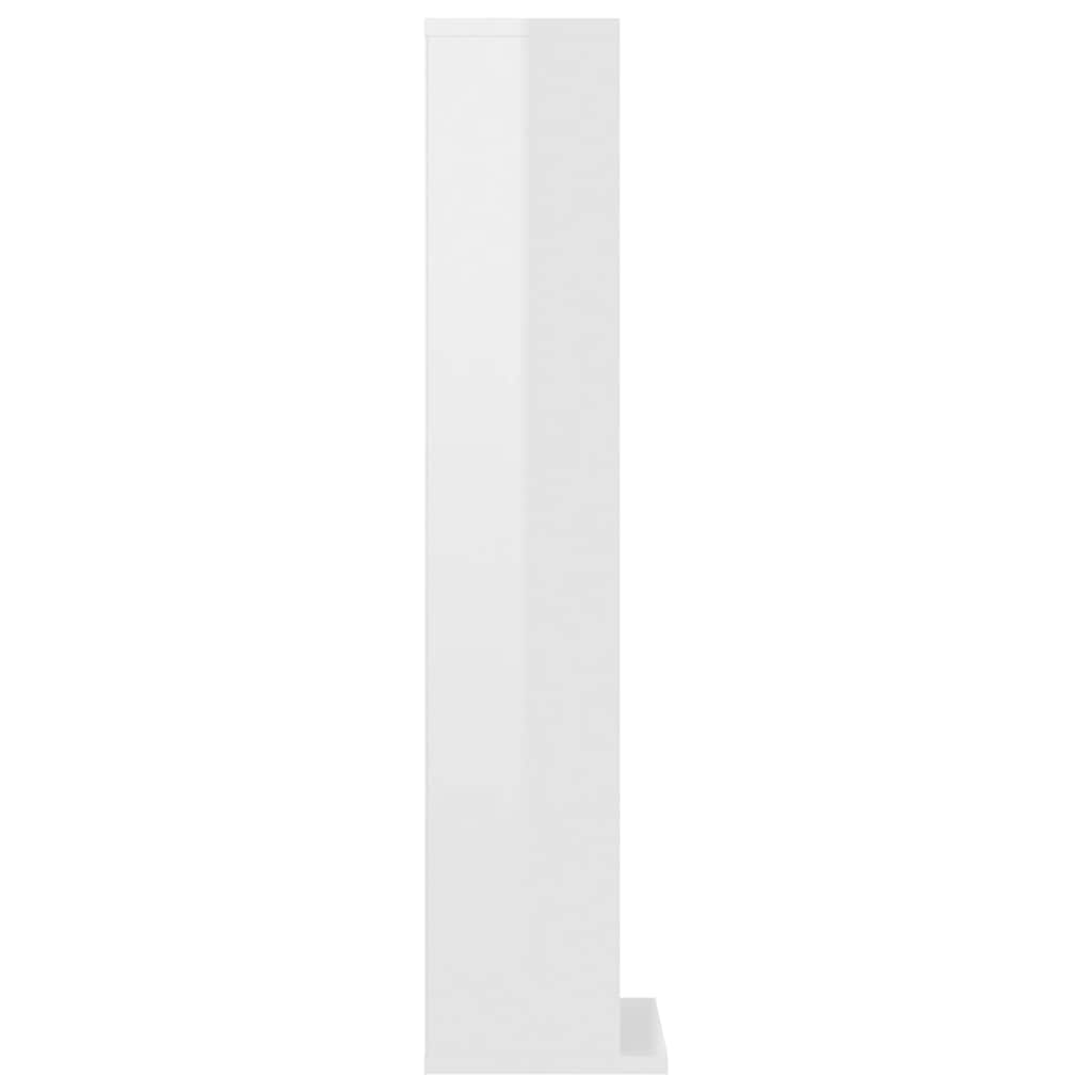 Mobile Porta CD Bianco Lucido 21x20x88 cm in Legno Multistrato