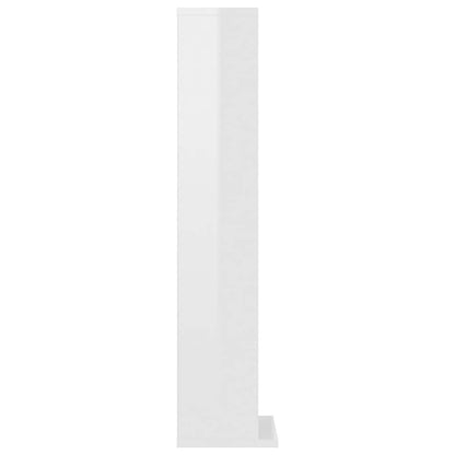 Mobile Porta CD Bianco Lucido 21x20x88 cm in Legno Multistrato