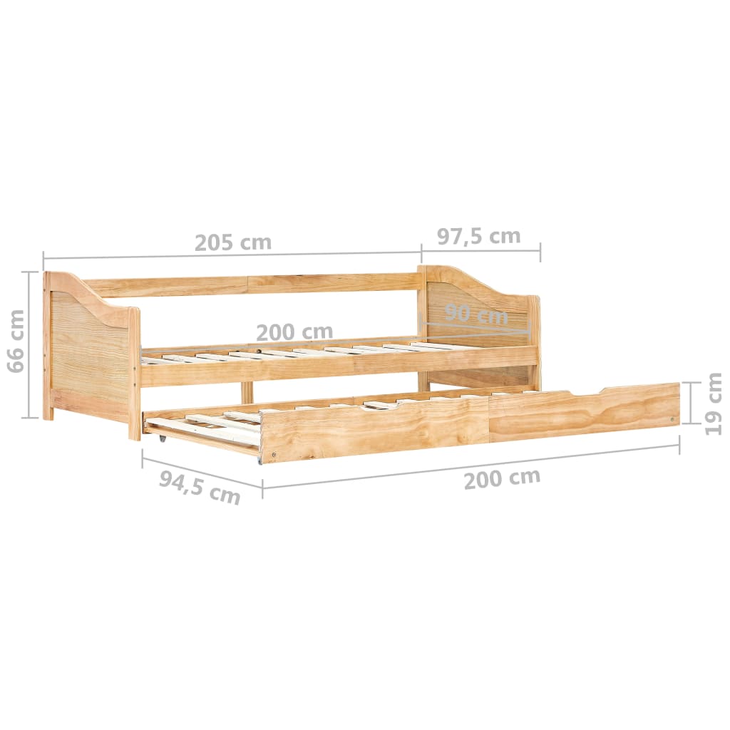 Divano Letto a Scomparsa senza Materasso Pino Bianco 90x200 cm | homemem39