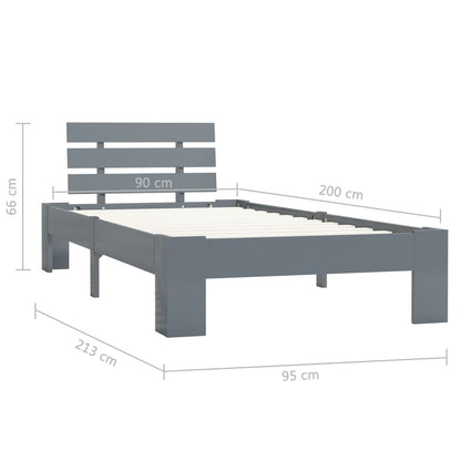 Giroletto senza Materasso Grigio 90x200 cm in Legno di Pino | homemem39