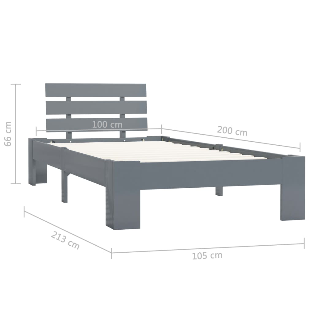 Giroletto senza Materasso Grigio 100x200 cm in Legno di Pino | homemem39