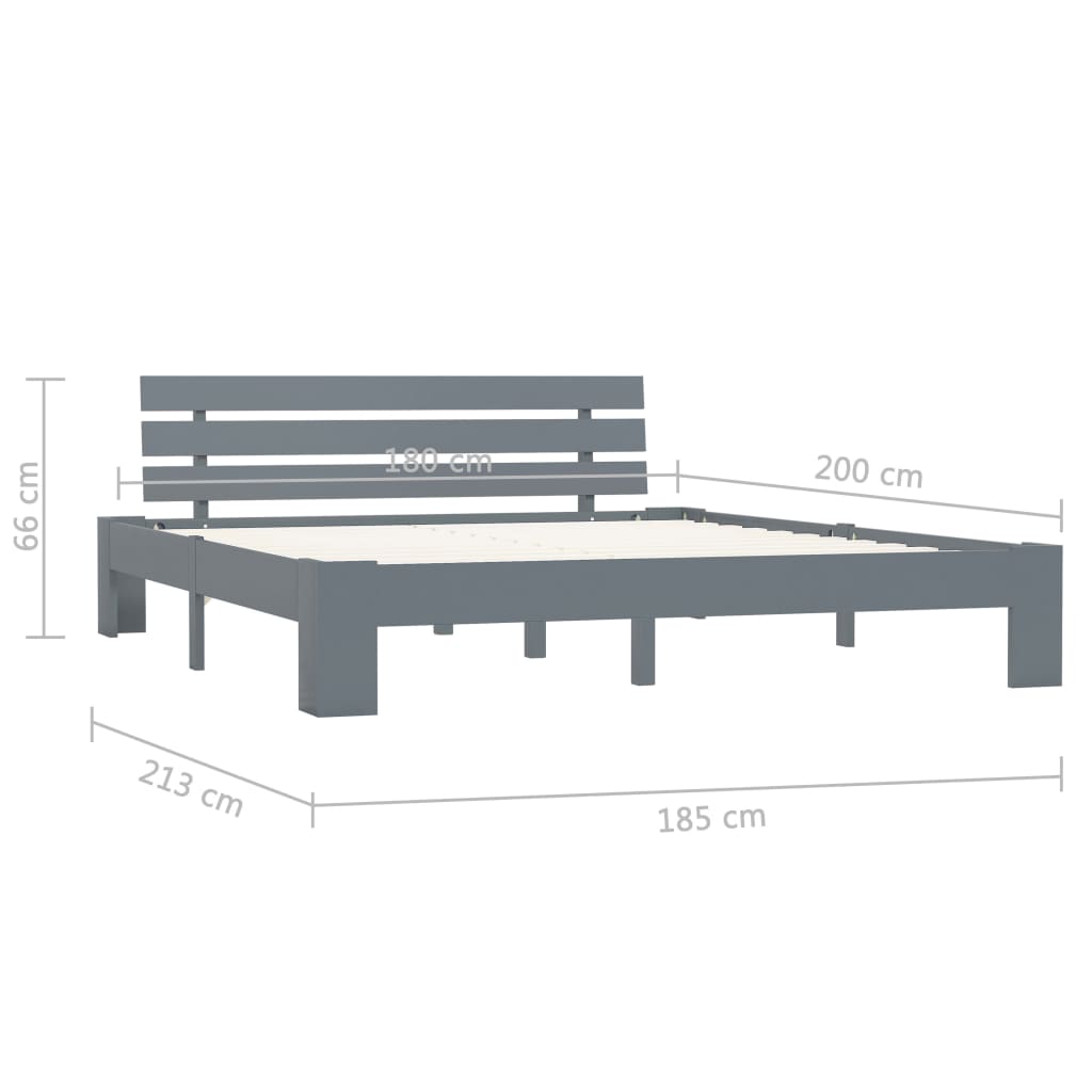 Giroletto senza Materasso Grigio 180x200 cm Legno Massello Pino | homemem39