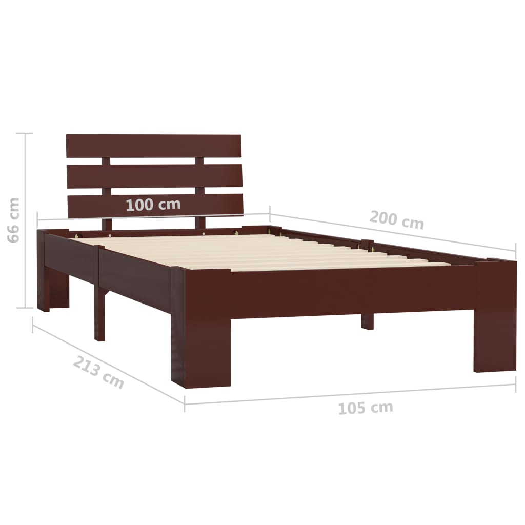 Giroletto senza Materasso Marrone Scuro 100x200 cm Legno Pino | homemem39