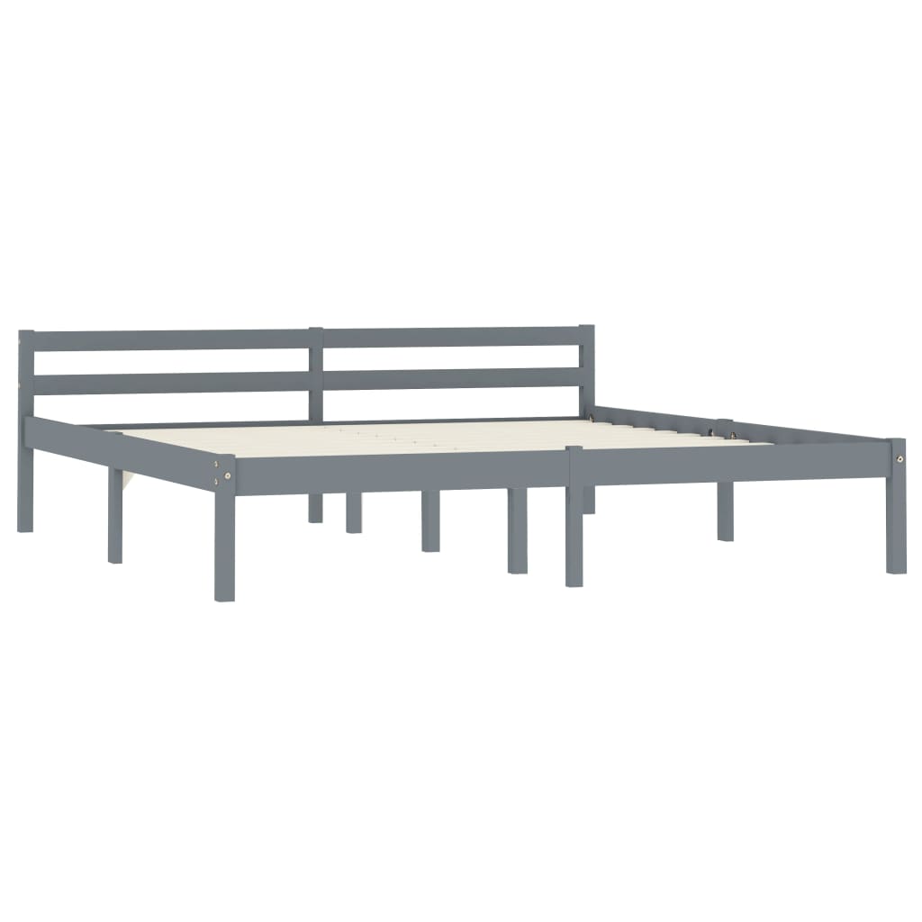 Giroletto senza Materasso Grigio 160x200 cm Legno Massello Pino | homemem39