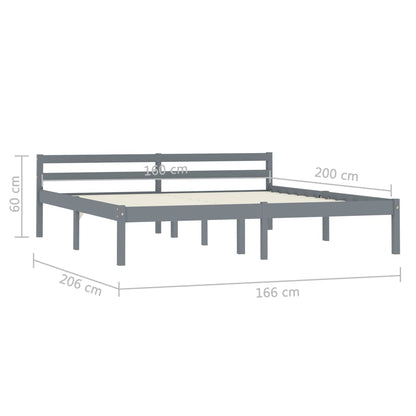 Giroletto senza Materasso Grigio 160x200 cm Legno Massello Pino | homemem39