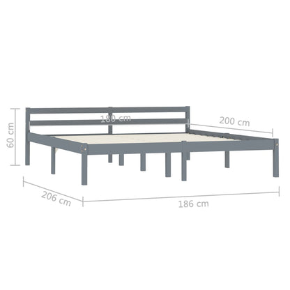 Giroletto senza Materasso Grigio 180x200 cm Legno Massello Pino | homemem39