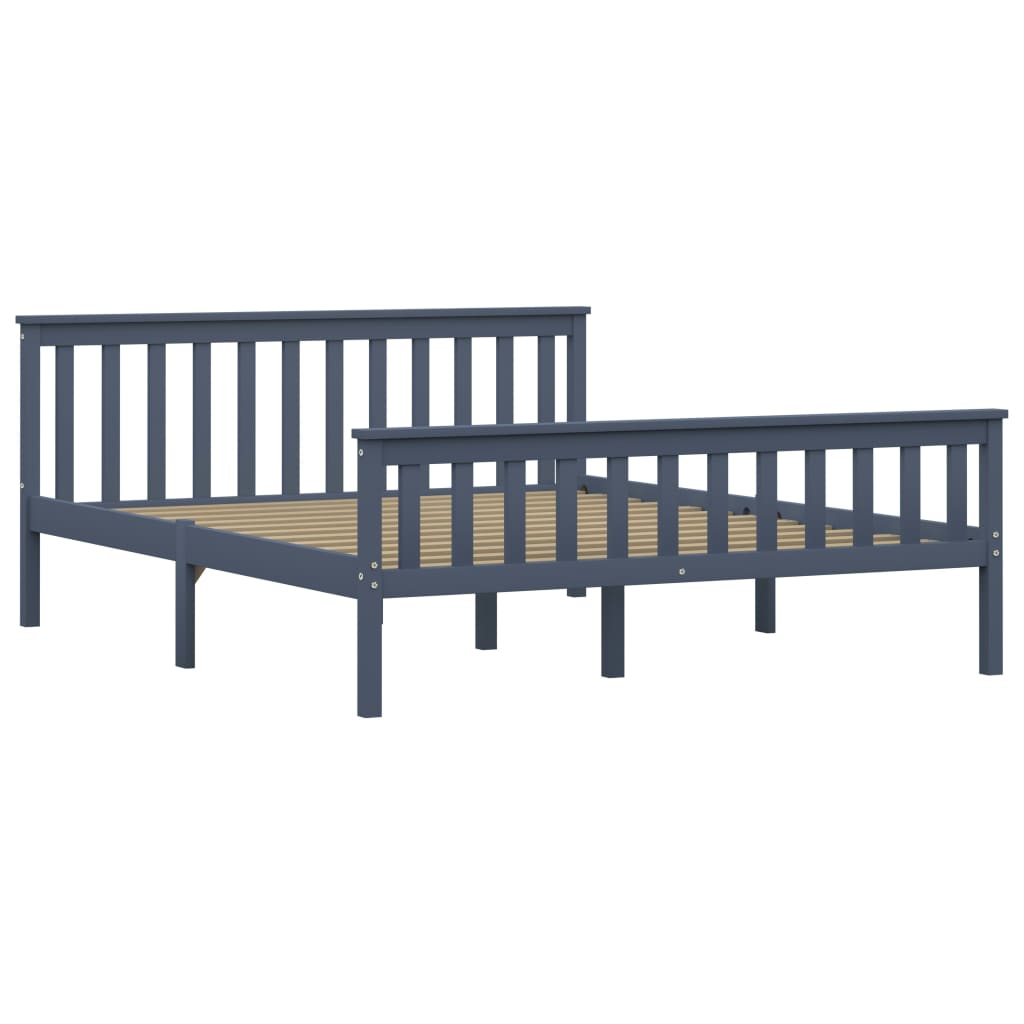 Giroletto senza Materasso Grigio 160x200 cm Legno Massello Pino | homemem39