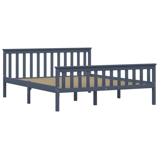 Giroletto senza Materasso Grigio 160x200 cm Legno Massello Pino | homemem39