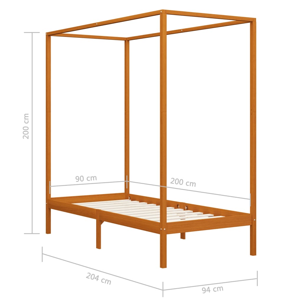 Giroletto senza Materasso Ambrato Legno Massello Pino 90x200 cm | homemem39