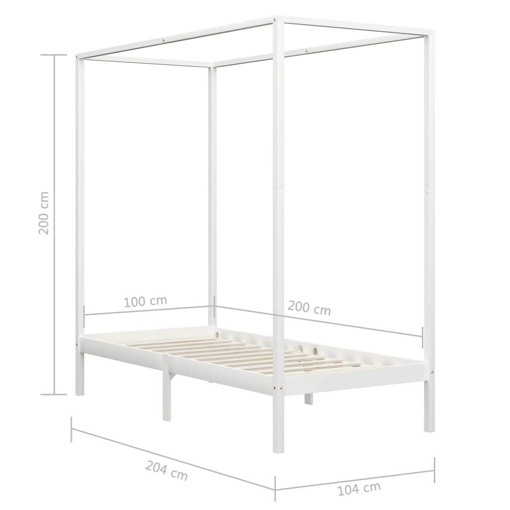 Giroletto Baldacchino senza Materasso 100x200 cm Legno Bianco | homemem39