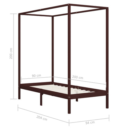 Giroletto con Baldacchino senza Materasso Marrone Pino 90x200cm | homemem39