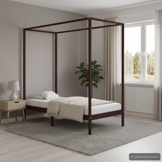 Giroletto con Baldacchino senza Materasso Marrone Pino 90x200cm