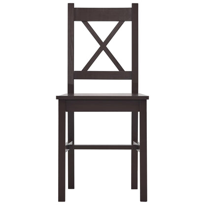 Set da Pranzo 7 pz in Legno di Pino Marrone Scuro