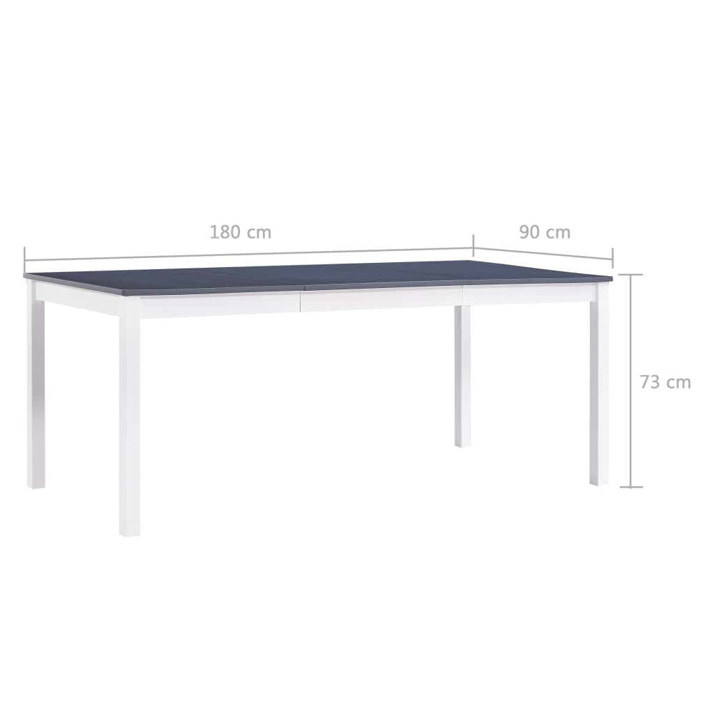 Tavolo da Pranzo Bianco e Grigio 180x90x73 cm in Legno di Pino | homemem39