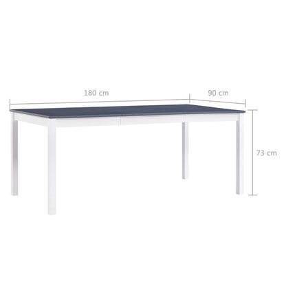 Tavolo da Pranzo Bianco e Grigio 180x90x73 cm in Legno di Pino | homemem39