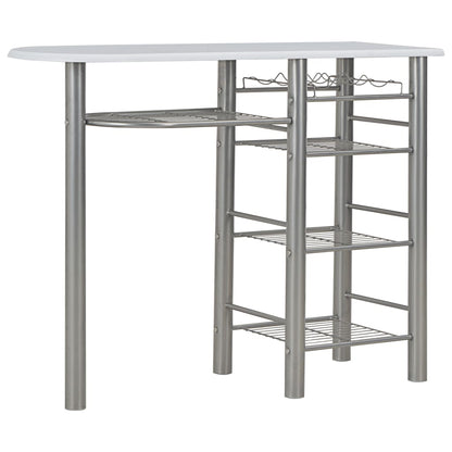Set da Bar 3 pz con Mensole in Legno e Acciaio Bianco - homemem39