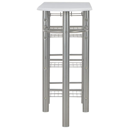 Set da Bar 3 pz con Mensole in Legno e Acciaio Bianco - homemem39