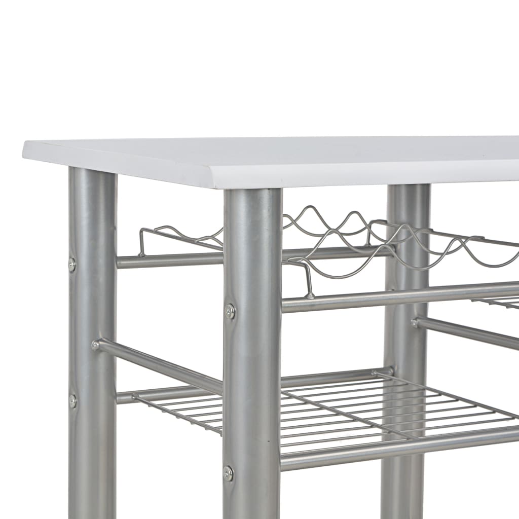 Set da Bar 3 pz con Mensole in Legno e Acciaio Bianco - homemem39