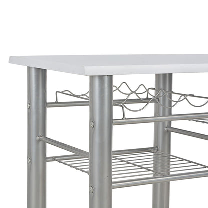 Set da Bar 3 pz con Mensole in Legno e Acciaio Bianco - homemem39