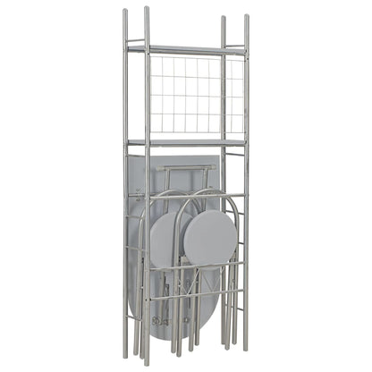 Set Tavolo e Sedie Pieghevoli Scaffale 3 pz MDF Acciaio Grigio - homemem39