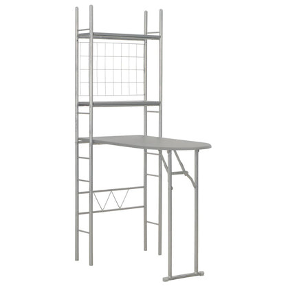Set Tavolo e Sedie Pieghevoli Scaffale 3 pz MDF Acciaio Grigio - homemem39